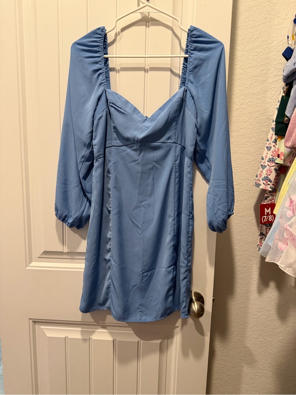 Abercrombie & Fitch Light Blue Puff-Sleeve Mini Dress